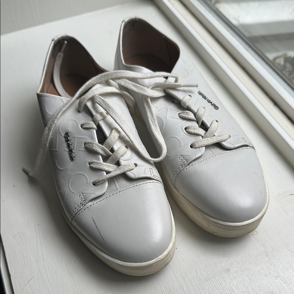 Calvin Klein White Lace-Up Sneakers